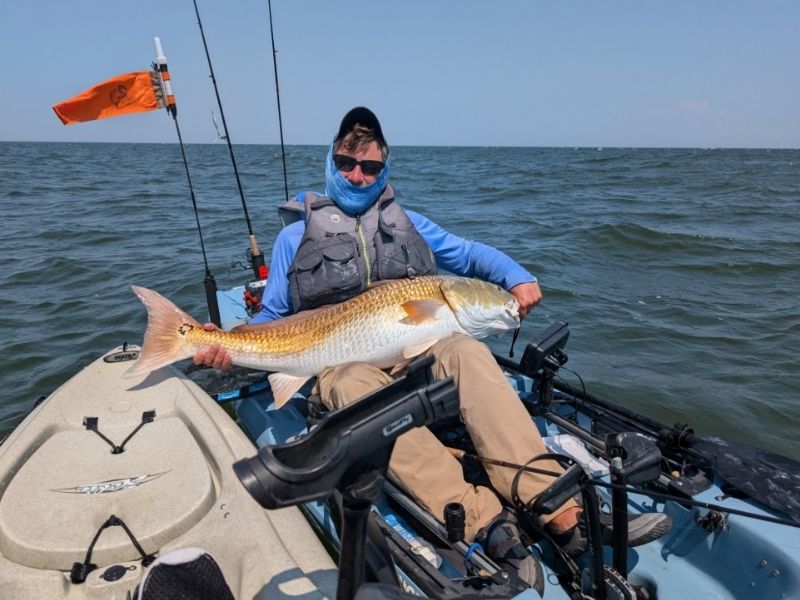 Red drum kayak fishing Chesapeake Bay