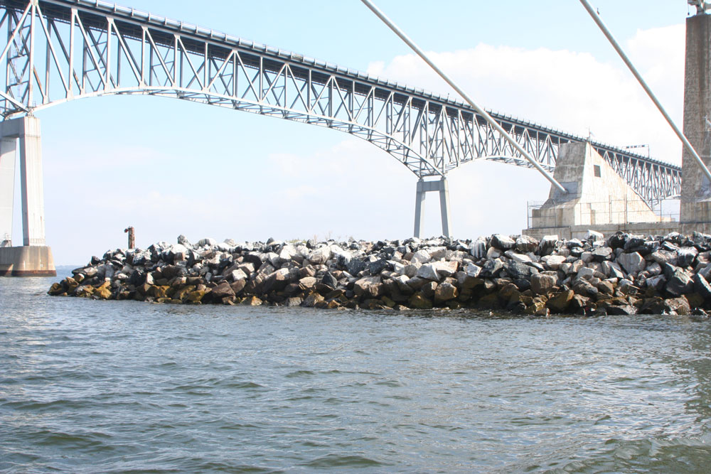 chesapeake bay bridge rockpiles