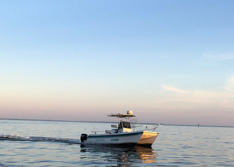 a fishing boat cruising