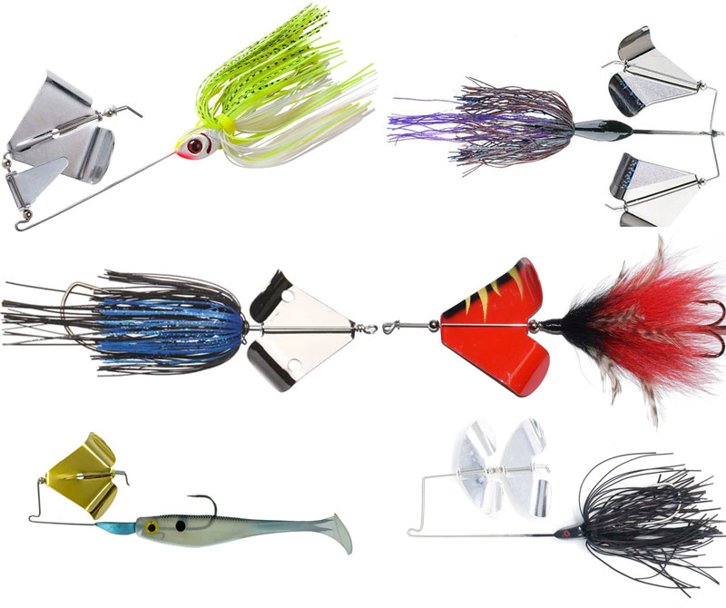 a selection of buzz baits for bass fishing