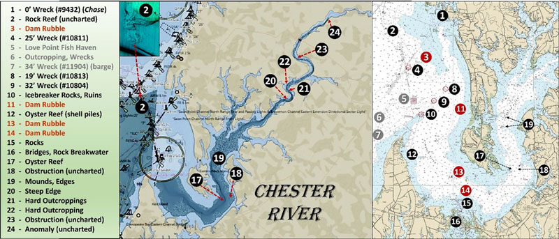 fishing hotspot map for the chester river