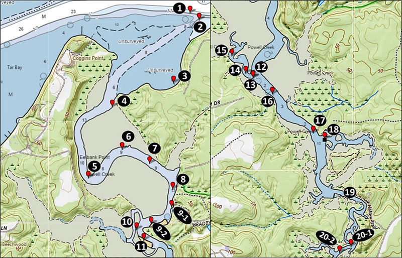powell creek fishing map