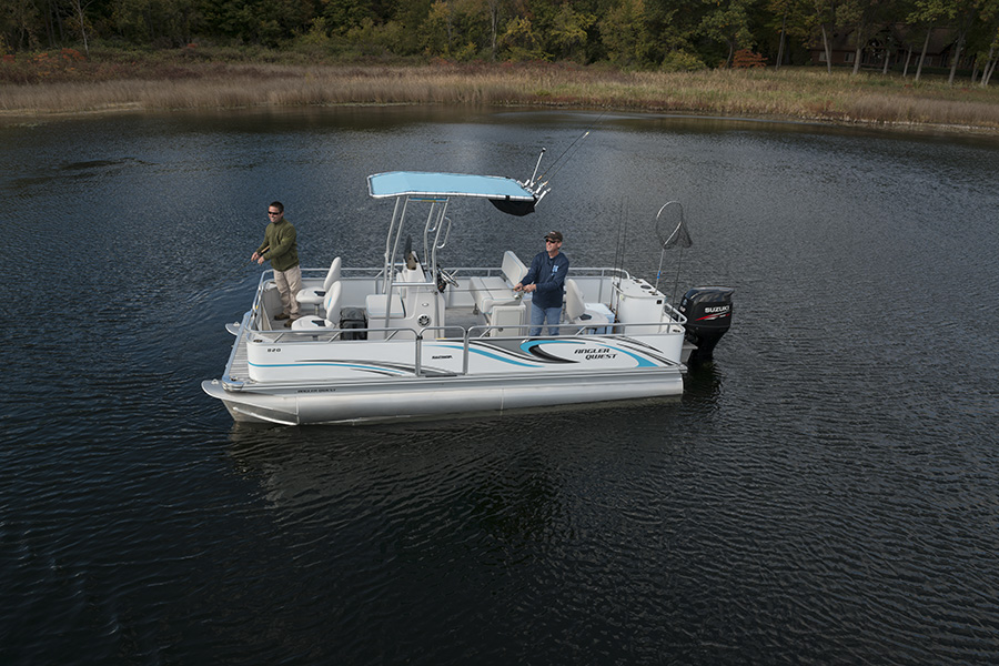 a pontoon boat used for a fishing boat