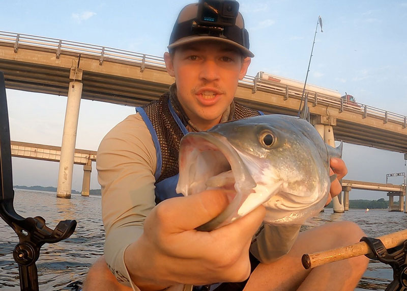 our fishing reports editor dillon with a rockfish