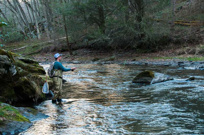 An angler fly fishing