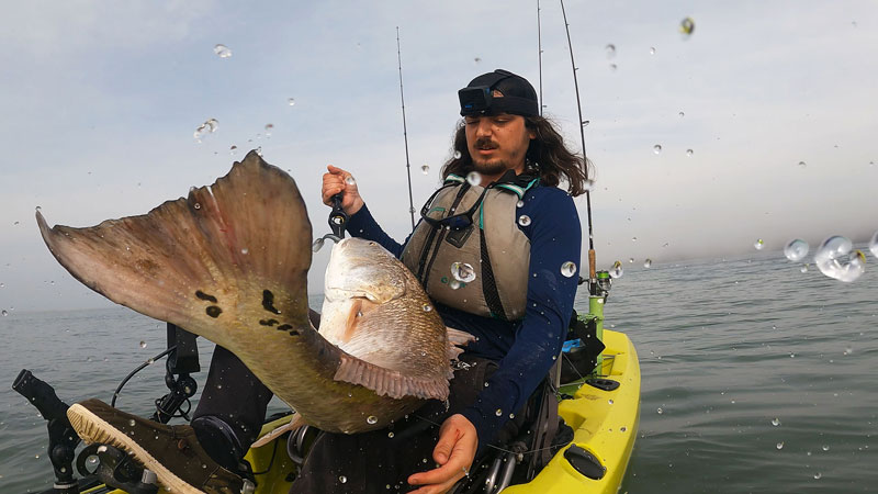 bull redfish caught on a kayak