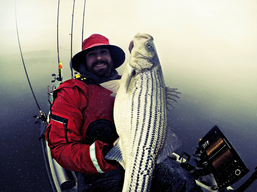 big striper caught on kayak