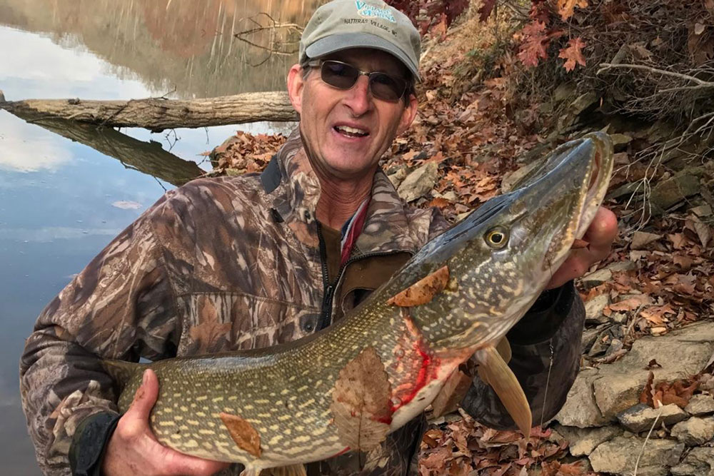 fishing for pike in a reservoir