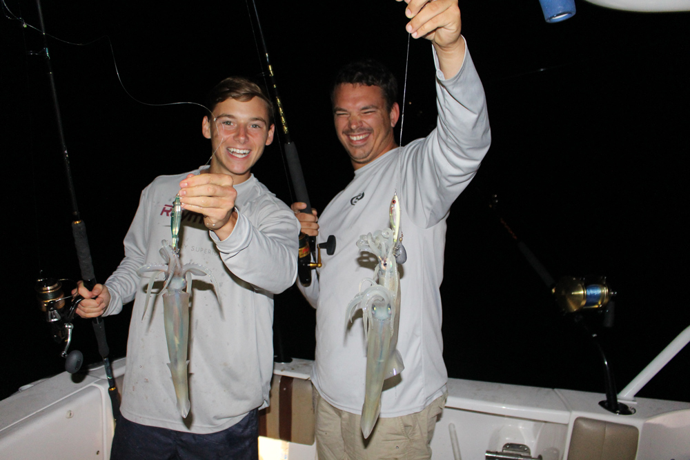 catching squid at night